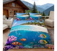 Copripiumino una Piazza e Mezza Oceano Tropicale, Copripiumino Pesce Pagliaccio 3D Microfibra Biancheria da Letto 200x200 Duvet Cover con 2 x Federe 50x80 cm