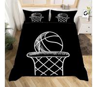 Copripiumino Una Piazza e Mezza Pallacanestro Stampa 3D Set Copripiumino 200x200 Canestro da Basket 3 pezzi Parure Copri Piumino Piumone Palla Biancheria da Letto in Microfibra a.4400