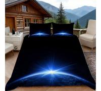 Copripiumino una Piazza e Mezza Pianeta Terra, Copripiumino Galaxies 3D Microfibra Biancheria da Letto 200x200 Duvet Cover con 2 x Federe 50x80 cm