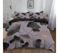 Copripiumino Una Piazza e Mezza Pianta di Foglie di Ginkgo, Morbida Microfibra Biancheria da Letto Ginkgo Biloba Reversibile Copripiumini 200x200 con 2 Federe 50x80 cm 3D Copripiumina Set r.9086