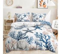 Copripiumino una Piazza e Mezza Piante Bianche Blu Copriletto una Piazza e Mezzo Microfibra Piumone Matrimoniale Invernale Traspirant Copripiumino Matrimoniale+2 Federe Cuscini 50x80cm(155x220cm)