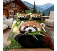 Copripiumino una Piazza e Mezza Piccolo Panda, Copripiumino Foresta 3D Microfibra Biancheria da Letto 200x200 Duvet Cover con 2 x Federe 50x80 cm