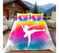 Copripiumino una Piazza e Mezza Ragazza di Balletto, Copripiumino Arte Astratta Stampa 3D Microfibra Biancheria da Letto 200x200 Duvet Cover con 2 x Federe 50x80 cm