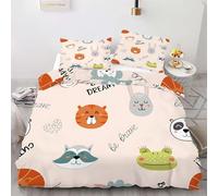 Copripiumino una Piazza e Mezza Rana Volpe Copripiumino 200x200 cm Biancheria da Letto Animali Dei Cartoni Animati 3 Pezzi, 3D Copripiumini Microfibra con Cerniera e 2 Federe 50x80 cm A-361
