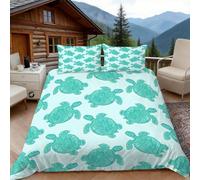 Copripiumino una Piazza e Mezza Rettile Tartaruga Marina, Copripiumino Stile Oceano 3D Microfibra Biancheria da Letto 200x200 Duvet Cover con 2 x Federe 50x80 cm