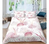 Copripiumino Una Piazza e Mezza Rosa Corallo 200 x 200 cm 3D Set Copripiumino Matrimoniale Fauna Marina Morbida Microfibra Biancheria da Letto 3 Pezzi Parure Copripiumone a_1162