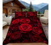 Copripiumino una Piazza e Mezza Rose, Copripiumino Amore 3D Microfibra Biancheria da Letto 200x200 Duvet Cover con 2 x Federe 50x80 cm