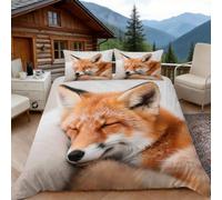 Copripiumino una Piazza e Mezza Stampa di Volpe, Copripiumino Carino 3D Microfibra Biancheria da Letto 200x200 Duvet Cover con 2 x Federe 50x80 cm