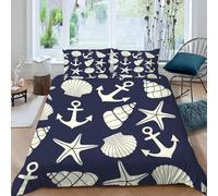 Copripiumino Una Piazza e Mezza Stella Marina a Conchiglia 200 x 200 cm 3D Set Copripiumino Matrimoniale Cartone Animato Morbida Microfibra Biancheria da Letto 3 Pezzi Parure Copripiumone a_189