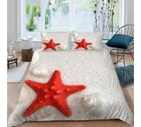 Copripiumino Una Piazza e Mezza Stella Marina Stampa 3D Set Copripiumino 200x200 Tema Marino 3 pezzi Parure Copri Piumino Piumone Cartone Animato Biancheria da Letto in Microfibra a.7958