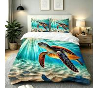 Copripiumino una Piazza e Mezza Tartaruga Marina Blu 200x200,ZW724