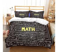 Copripiumino una Piazza e Mezza Tema Matematico Copripiumino 200x200 cm Biancheria da Letto Formula Matematica 3 Pezzi, 3D Copripiumini Microfibra con Cerniera e 2 Federe 50x80 cm B-5520