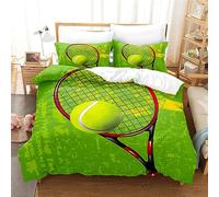 Copripiumino una Piazza e Mezza Tennis Biancheria da Letto Morbida Microfibra, Tennis Copripiumini 200x200 cm e 2 Federe 50x80 cm, 3D Copripiumone