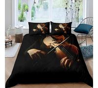 Copripiumino una Piazza e Mezza Violino Biancheria da Letto Morbida Microfibra, Violino Copripiumini 200x200 cm e 2 Federe 50x80 cm, 3D Copripiumone #5922