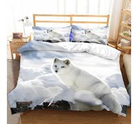 Copripiumino una Piazza e Mezza Volpe Copripiumino 200x200 cm Biancheria da Letto Animali Carini 3 Pezzi, 3D Copripiumini Microfibra con Cerniera e 2 Federe 50x80 cm A-662