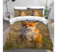 Copripiumino una Piazza e Mezza Volpe Copripiumino 200x200 cm Biancheria da Letto Volpe Selvatica 3 Pezzi, 3D Copripiumini Microfibra con Cerniera e 2 Federe 50x80 cm C-6962