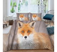 Copripiumino Una Piazza e Mezza Volpe Gialla Set di Biancheria da Letto Stampa Animalier 3D Copri Piumino in Microfibra Morbida Copripiumino 200x200 con Cerniere e 2 Federe B-3220