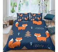Copripiumino Una Piazza e Mezza Volpe Set di Biancheria da Letto Modello di Cartone Animato Copripiumini in Morbida Microfibra Stampa 3D Copri Piumino 200x200 con 2 Federe H-2279