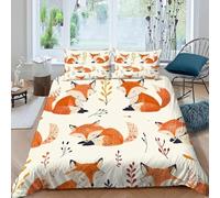 Copripiumino Una Piazza e Mezza Volpe Set di Biancheria da Letto Modello di Cartone Animato Copripiumini in Morbida Microfibra Stampa 3D Copri Piumino 200x200 con 2 Federe H-1222