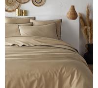 Copripiumone in cotone lavato, ricamato, Merida Beige 260 x 240 cm