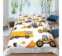 Copripiumone per veicoli da costruzione, per macchinari specializzati, per macchine pesanti, set di biancheria da letto, per bambini, ragazzi, camion, copriletto, ultra morbido, matrimoniale
