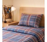 Bassetti Completo Copripiumino Copripiumone Piazza e Mezza KILT Sacco + Lenzuolo Sotto con Angoli + Federa varinate Blu