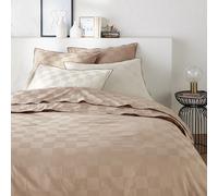 Copripiumone satin di cotone lavato, Victor a scacchi Beige 140 x 200 cm