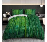 Copripiumone Singolo 240x220 cm Set Copripiumino Dipinto Ad Olio Della Junglea Di Bambù Copripiumino in Microfibra con 2 Federe, Verde Morbida Set Biancheria da Letto con Cerniera per Bambini Adulti