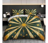 Copripiumone Singolo 250x200 cm Set Copripiumino Vecchio Manifesto Del Circo Copripiumino in Microfibra con 2 Federe, Strisce D'Oro Morbida Set Biancheria da Letto con Cerniera per Bambini Adulti