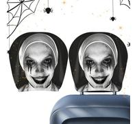 Copripoggiatesta Per Auto,2 Pezzi Protettore Interno Riutilizzabile Fantasia Horror,Proteggi Poggiatesta per Auto | Per Lunghe Guide, Viaggi Su Strada, Pendolarismo Giornaliero, Camion, SUV E Automobi