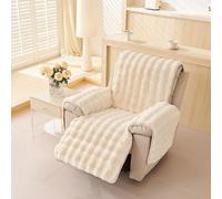 Copripoltrona 1 Posti Con Braccioli, Copri Poltrona Morbido In Peluche - Copertura Anti-Scivolo E Lavabile Per Divano, Sedia Relax E Protezione Da Graffi(Beige)