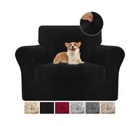 Copripoltrona 1 Posto (70-110CM) Con Braccioli, Copridivani in Velluto Elasticizzato Antigraffio Per Gatti, Copridivani Universale, Super Morbido e Confortevole - Nero