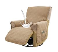 Copripoltrona 1 Posto Relax Reclinabile 100% Impermeabile Copri Poltrona con Tasche Laterali,Antiscivolo Fodera Poltrona Copri Poltronas con Braccioli AntiGraffio Antimacchia(Light Brown)