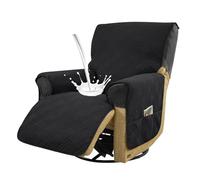 Copripoltrona 1 Posto Relax Reclinabile 100% Impermeabile Copri Poltrona con Tasche Laterali,Antiscivolo Fodera Poltrona Copri Poltronas con Braccioli AntiGraffio Antimacchia(Black)