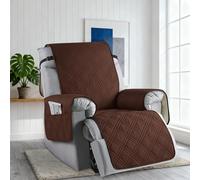 Copripoltrona 1 Posto Relax Reclinabile Impermeabile con Tasche,Antigraffio, Antimacchia, Antiscivolo, Materiali Spazzolati con Elastico Regolabile per Poltrone Elettriche e Sedie a Sdraio (Caffè)