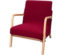 Copripoltrona Elasticizzato in Jacquard a Righe, Coprituta Moderno Mid-Century, per Poltrona Relax/Sedia a Dondolo con Braccioli in Legno(Wine Red)
