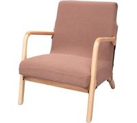 Copripoltrona Elasticizzato in Jacquard a Righe, Coprituta Moderno Mid-Century, per Poltrona Relax/Sedia a Dondolo con Braccioli in Legno(Light Coffee)