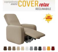 COPRIPOLTRONA RECLINABILE ELASTICIZZATO 1 POSTO RELAX ANTIMACCHIA TINTA UNITA