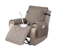 Copripoltrona Relax con Tasche Laterali Rivestimento Reclinabile Universale 1 Posto Antiscivolo per Poltrone Elettriche Copri Braccioli Rimovibile Adatto A Cani E Divani(Taupe,23.6 inch/60cm)