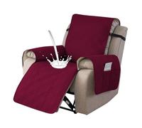 Copripoltrona Relax con Tasche Laterali Rivestimento Reclinabile Universale 1 Posto Antiscivolo per Poltrone Elettriche Copri Braccioli Rimovibile Adatto A Cani E Divani(Burgundy,23.6 inch/60cm)