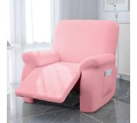 Copripoltrona Relax Reclinabile Completo 4-Pezzo Fodera Elasticizzata Fodere Poltrona Relax Lavabile Copridivano Reclinabile Elettrica,Rosa,1 Seater