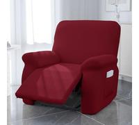 Copripoltrona Relax Reclinabile Completo 4-Pezzo Fodera Elasticizzata Fodere Poltrona Relax Lavabile Copridivano Reclinabile Elettrica,Rosso,1 Seater