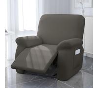 Copripoltrona Relax Reclinabile Completo 4-Pezzo Fodera Elasticizzata Fodere Poltrona Relax Lavabile Copridivano Reclinabile Elettrica,Medium Gray,2 Seater
