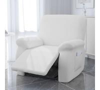 Copripoltrona Relax Reclinabile Completo 4-Pezzo Fodera Elasticizzata Fodere Poltrona Relax Lavabile Copridivano Reclinabile Elettrica,Bianca,3 Seater