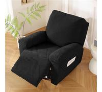 Copripoltrona Relax Reclinabile, Copripoltrona Elettrica Reclinabile | Elasticizzato con Tasche Universale Copri Poltrona Elettrica Reclinabile con Braccioli(Nero,1 Posto)