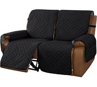 Copripoltrona Relax Reclinabile Trapuntato Copridivano Reclinabile, Copertura Salvadivano per Poltrona Antiscivolo Antivegetativa per Protezione Divano con Fascia Elastica (Nero,2 Posti/Divanetto)