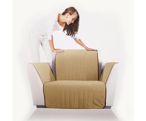 Copripoltrona salvadivano trapuntato Caleffi Bicolor in cotone- poltrona caramel