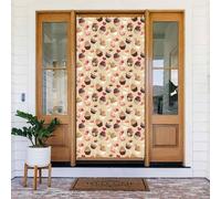 Copriporta di Natale per porta d'ingresso - Stampata cupcake amore divertente fragola autunno inverno sfondo da appendere per esterni interni portico vigilia decorazioni murali forniture