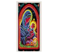 Copriporta natalizio - Design in tessuto fluorescente, banner di sfondo con scena religiosa di Gesù | Decorazione per portico di casa per interni ed esterni per la decorazione 'esposizione di cart