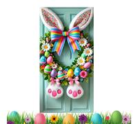 Copriporta Pasquale,89,9 x 179,8 cm Sfondo riutilizzabile con coniglio,Cartello Porta Pasquale | per Garage Esterno Festa Aula Casa Ufficio Portico Parete
